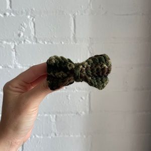 Crochet Clip  on Army Pattern Bow Tie